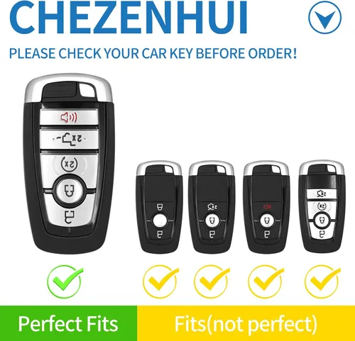 Vista 2 de Compatible con funda para llavero Ford con cordón de cuero, funda protectora para llave de automóvil Ford Explorer Fusion Escape F150 F250 F350 F450