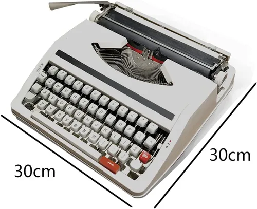 Vista 2 de Máquina de escribir vintage de uso normal, máquina de escribir inglesa, 1980 Nostalgia clásica portátil retro máquina de escribir manual, máquina