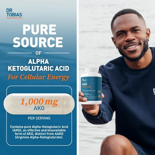 Vista 3 de Dr. Tobias Suplemento AKG y aceite de pescado Omega 3, apoya la energía celular y la salud general con AKG y Omega 3 de triple fuerza EPA y DHA, sin