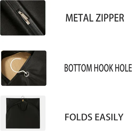 Vista 6 de Fundas protectoras para ropa, bolsas protectoras de viaje, plegable, para colgar ropa, bolsa de ropa, bolsa de lona con cremallera, lavable