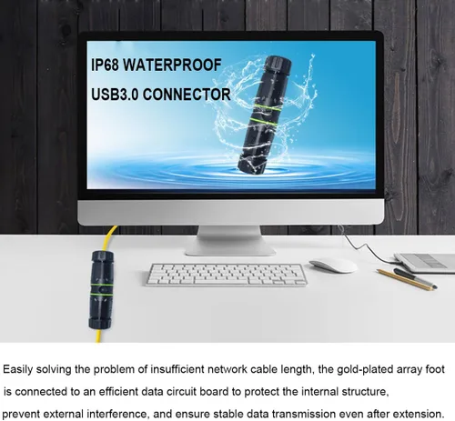 Vista 5 de PENGLIN 2 acopladores de montaje en panel USB 3.0, adaptador de paso USB impermeable al aire libre, conector USB 3.0 estándar industrial hembra a