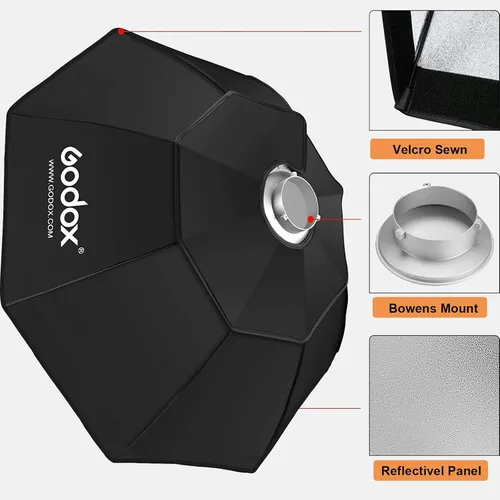 Vista 6 de Godox Octagon Softbox 37" 37.4 in Bowens Mount para Monolight Photo Studio Strobe Iluminación