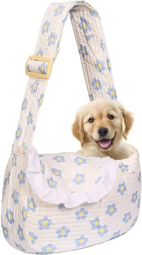 Vista 10 de Transportador floral para perros y gatos pequeños, 3-10 libras Floral rojo