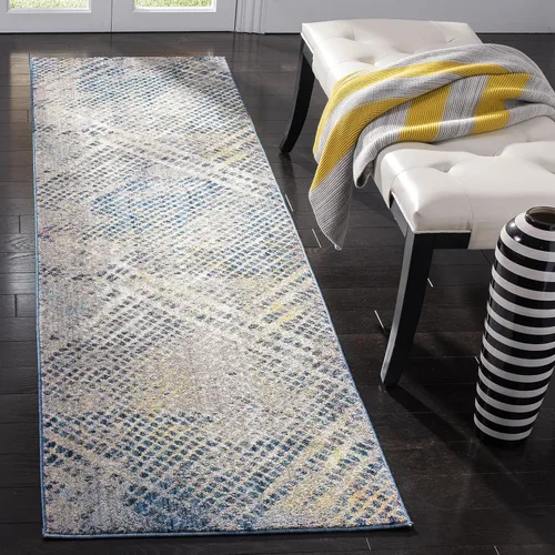 Vista 13 de SAFAVIEH Monray Collection - Alfombra decorativa de 3 x 5 pies, azul y multicolor, diseño moderno abstracto envejecido, no desprende pelusa