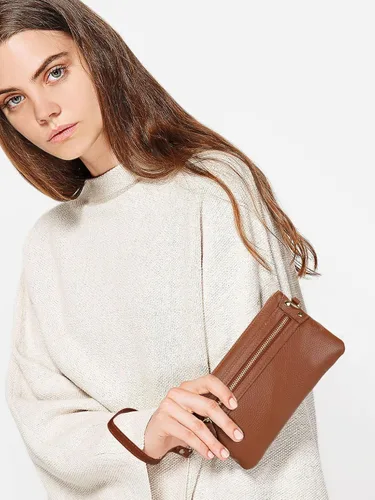 Vista 3 de YALUXE Clutch Wristlet - Cartera de piel auténtica con bloqueo RFID y cadena de hombro