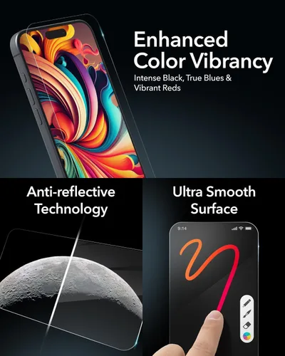 Vista 5 de ZAGG InvisibleShield VisionGuard - Protector de pantalla para iPhone 15 Plus/iPhone 16 Plus, vidrio templado, 5 veces más fuerte, filtro de luz