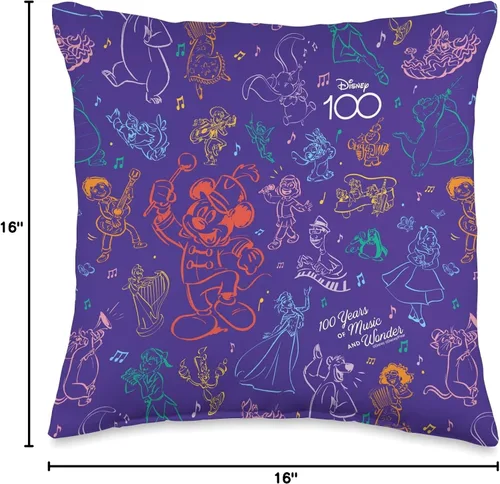 Vista 4 de Disney 100 Years Wonder Musical Friends D100 - Almohada de 16 x 16 pulgadas, multicolor