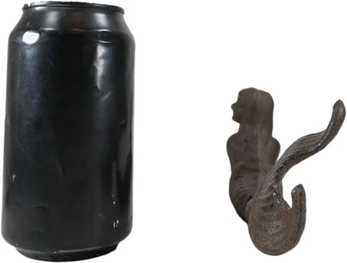 Vista 8 de Ebros Gift Sirena náutica de hierro fundido rústico de 9.5 pulgadas de largo con cola estirada, estatua de diosa del océano, princesa, playa