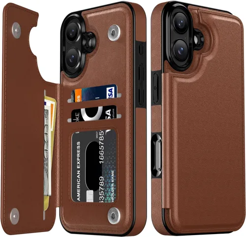 Vista 266 de LETO para iPhone 15 Pro Funda tipo cartera - Tapa tipo folio con patada - Diseños de moda - Tarjetero - Funda protectora para mujeres y niñas - 6.1