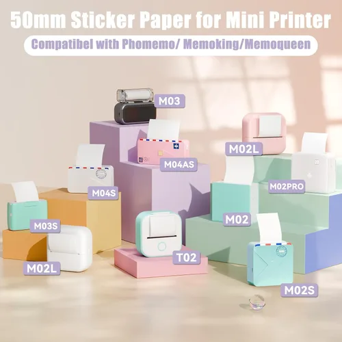 Vista 7 de Papel adhesivo térmico compatible con Phomemo M02/M02 Pro/M02S/P2S/M03/M04S/T02 Mini impresora adhesiva, 1.969 in x 11.5 ft, 3 rollos de etiquetas