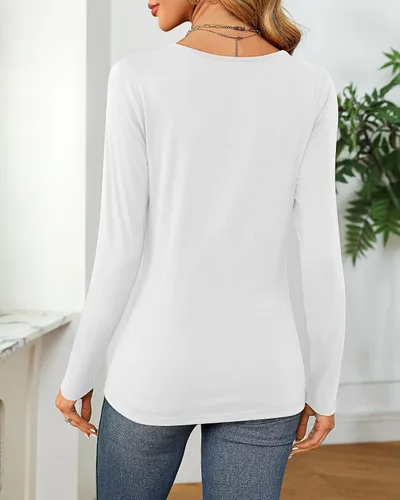 Vista 2 de Riyiper 2 piezas de camisetas para mujer con cuello redondo, camiseta básica casual para mujer
