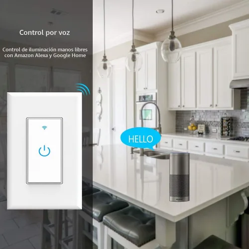 Vista 2 de Interruptor inteligente Wifi, interruptor de luz Wifi, 2 paquetes, compatible con Alexa y Google Home, control remoto de aplicación con función