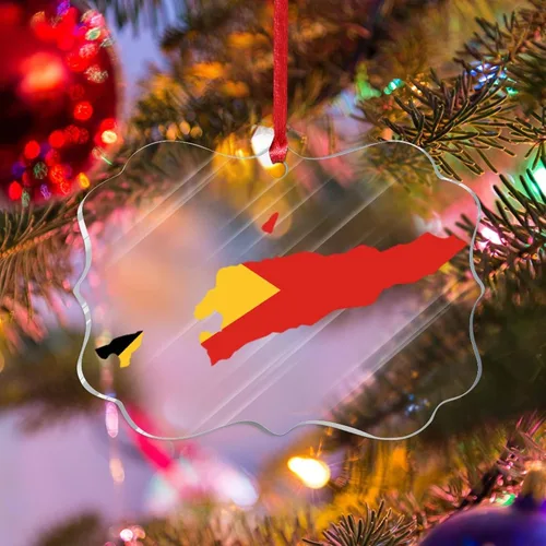 Vista 18 de Silueta de la bandera de Bután, adornos para árbol de Navidad, bandera nacional, recuerdo, decoraciones de Navidad, adornos acrílicos de Bután