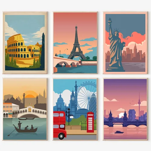 Vista 8 de cupmod Paquete de 6 kits de pintura por números para adultos principiantes, Número Boho Acrílico Fácil, DIY Números de Acuarela en Lienzo Sin Marco