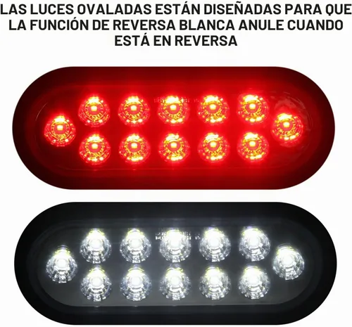 Vista 3 de Partswcgg 4 Piezas Luces Traseras Ovaladas Rojas de Parada/Giro de 6" a Luces de Reversa Blancas 12 LED, Luces Traseras Duales Redondas