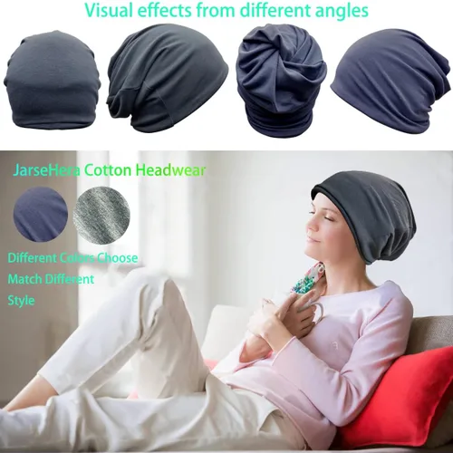 Vista 2 de JarseHera Gorros de algodón para quimioterapia para mujer, gorro para el cáncer, turbante