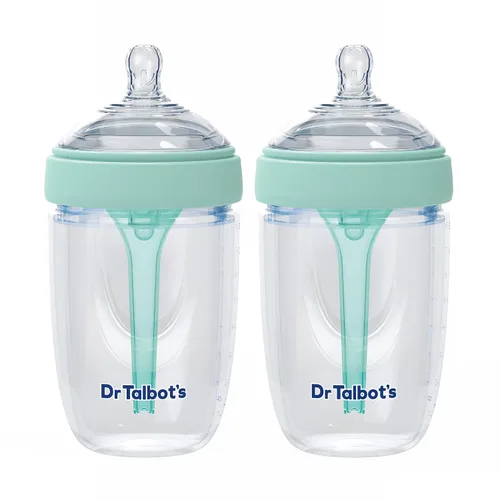 Vista 7 de Botella de silicona anticólicos Dr. Talbot's - 5 oz Sistema de ventilación avanzado, pezón flexible suave de flujo lento - Aqua Top