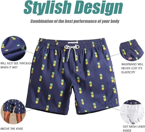 Vista 3 de maamgic Mens Quick Dry Stretch Short Boardshorts Flamingo Swim Trunks