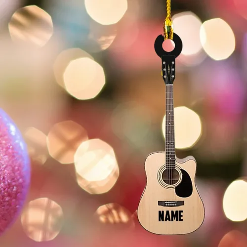Vista 12 de MoonArt Adorno personalizado de guitarra de piano, nota musical de piano, adorno con forma de madera acrílica, regalo para amantes de la guitarra