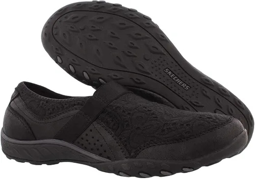 Vista 2 de Skechers Ajuste relajado Breathe Easy - Zapatos de mujer con diseño de agradecimiento, Negro
