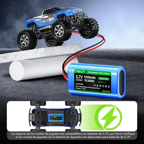 Vista 6 de Batería de iones de litio de 5200 mAh 3.7 V con enchufe JST-PH JST 2.54/2P (no JST-PH 2.0 2 pines), batería recargable de litio de 3.7 voltios