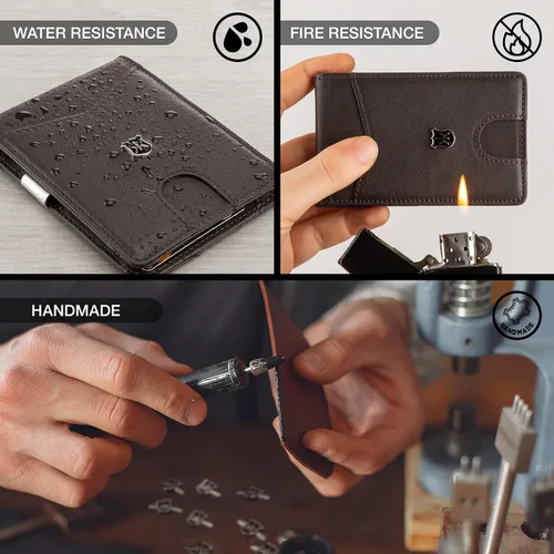 Vista 5 de KONACK Minimalist Wallet For Men with RFID Blocking Front Pocket Bifold Leather Mens Wallet with Gift Box