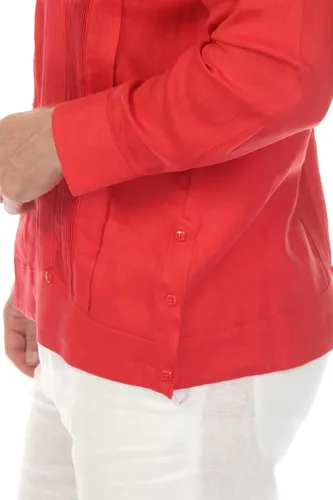 Vista 9 de Mojito Collection Camisa guayabera de dos bolsillos 100% lino para hombre con múltiples pliegues