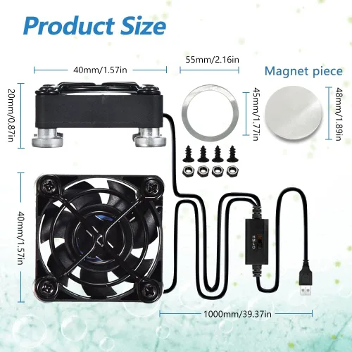 Vista 3 de Ventilador USB dual de 1.575 pulgadas con 3 velocidades ajustables de 5 V, mini ventilador de computadora, ventilador silencioso compatible con PC