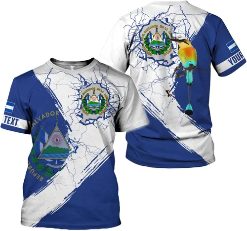 Vista 3 de Camisa personalizada de El Salvador Camiseta personalizada con la bandera de El Salvador para hombres, mujeres, regalo del orgullo salvadoreño de El