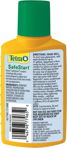 Vista 2 de Tetra SafeStart Plus para nuevos acuarios de agua dulce, 3.38 oz Establece bacterias saludables en nuevas peceras, reduce el amoníaco, comienza a