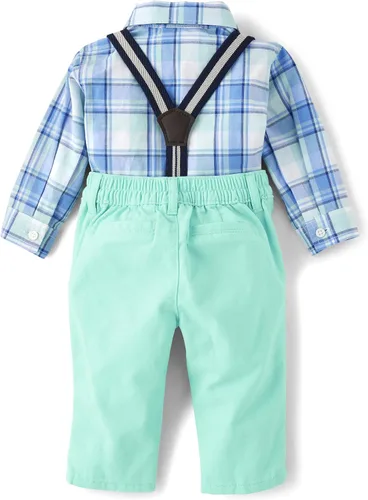 Vista 3 de The Children's Place baby-boys And Newborn Long Sleeve Dress Shirt and Pants 2-piece Set