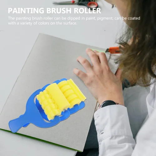 Vista 4 de Abaodam 12pcs rodillo esponja cepillo espuma pintura rodillo pintura artesanía esponja niños arte redondo espuma dibujo cepillo rodillo pintura
