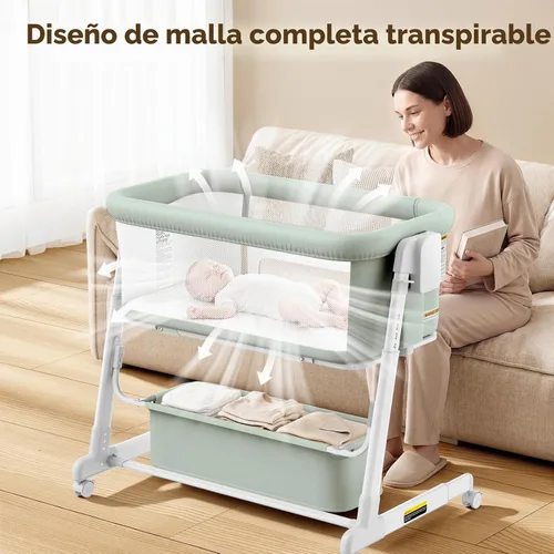 Vista 6 de NeoBorn Cuna de bebé 4 en 1, moisés mecedor, color verde