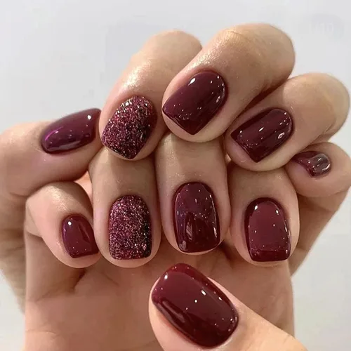 Vista 35 de Uñas Postizas Cuadradas Cortas con Diseños de Lazo 3D, Uñas Postizas de Leopardo con Punta Francesa, Uñas Adhesivas Brillantes, Uñas Acrílicas Nude