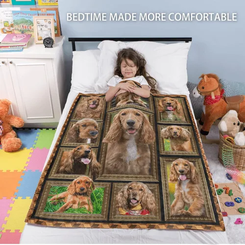 Vista 3 de Manta de perro Cocker Spaniel para niños, bonita manta de franela suave y acogedora para niñas y niños, mantas para bebés y niños pequeños