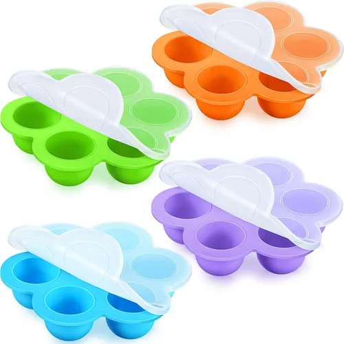 Vista 7 de Potchen Bandeja de silicona para congelador de alimentos para bebés, 4 unidades, apilable, reutilizable, de 2.5 onzas, bandeja de almacenamiento