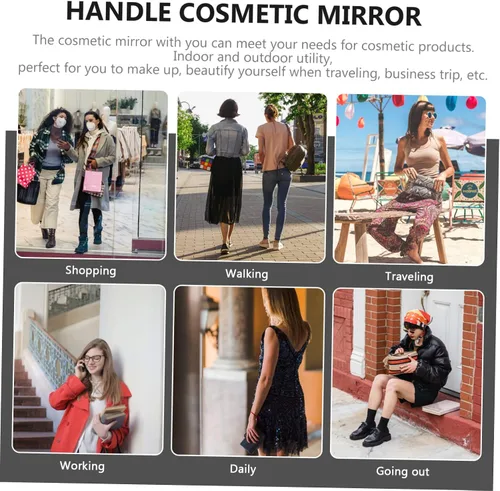 Vista 9 de Espejo de maquillaje de alta definición con mango de espejo a granel para niñas y mujeres