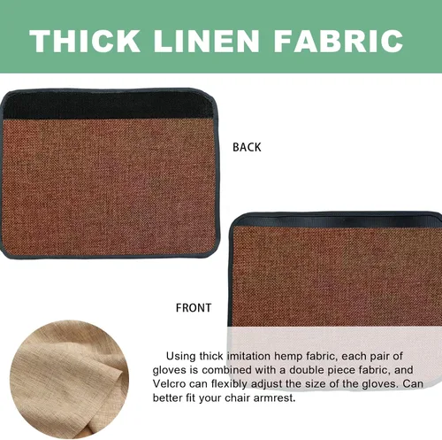 Vista 2 de Ntomtuex Juego de 2 fundas de lino para reposabrazos de silla de oficina, fundas ajustables para reposabrazos de silla de ruedas, protector