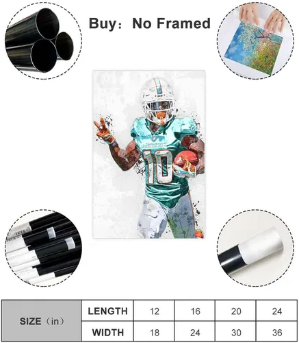 Vista 2 de Póster de Tyreek Hill en Lienzo, Póster para Dormitorio, Decoración Deportiva, Paisaje, Oficina, Habitación, Regalo, Sin Marco: 16 x 24 Pulgadas