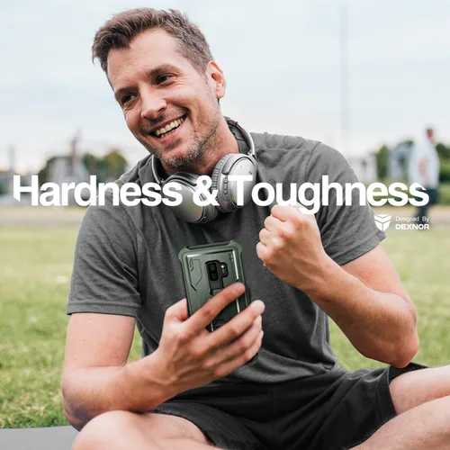 Vista 5 de Dexnor Funda para Samsung Galaxy S9+ Plus, [protector de pantalla y soporte integrados] Protección de grado militar resistente a prueba de golpes
