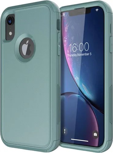 Vista 24 de Diverbox Funda para iPhone XR [Protector de Pantalla de Vidrio Templado] [A Prueba de Golpes] [A Prueba de Caídas] Funda de Teléfono de Protección