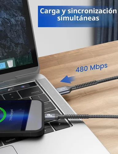 Vista 4 de Cable de carga corto para iPhone de 1 pie, paquete de 2 unidades, USB Lightning certificado MFi de Apple