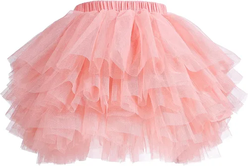 Vista 18 de Falda de Tutú para Bebés y Niñas, 6 Capas de Tul para Niñas de 1 a 8 Años Negro