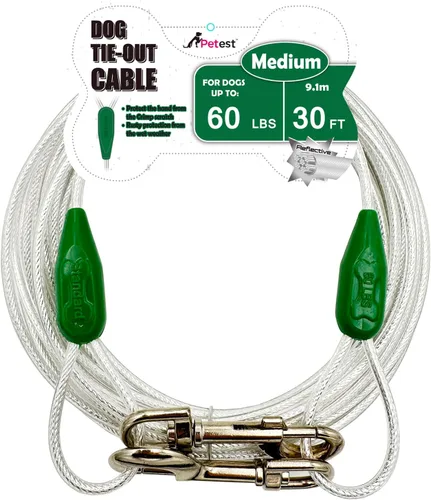 Vista 10 de Petest Cable de amarre reflectante de 15 pies para perros pequeños de hasta 35 libras