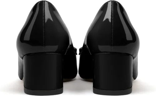Vista 6 de Eldof Tacones para mujer, tacón grueso, sin cordones, punta puntiaguda, tacón bajo, zapatos de oficina para fiesta, 2 pulgadas