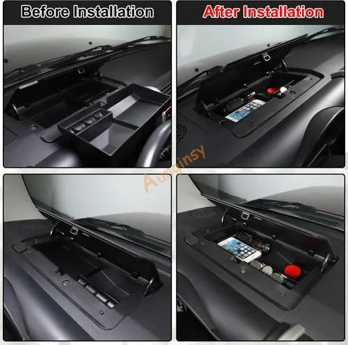 Vista 5 de Aunginsy Caja de almacenamiento para tablero de automóvil, bandeja organizadora compatible con Toyota FJ Cruiser 2007-2021, consola central