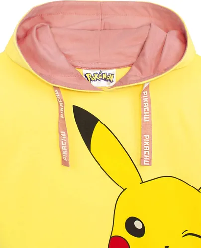 Vista 6 de Pokemon Sudadera con capucha para niñas y niños, color amarillo Pikachu con capucha