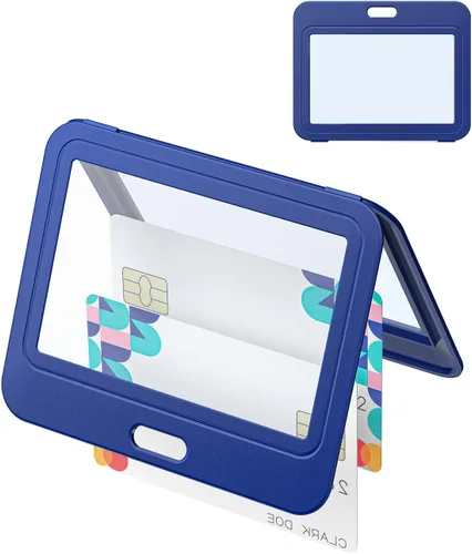 Vista 25 de Uniclife Paquete de 3 Portacarnet Deslizante con Ventanas de Doble Cara Funda Vertical de Plástico Duro Negro Bolsa Protectora de Tarjetas