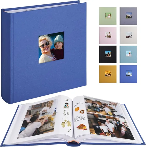 Vista 13 de 1DOT2 Álbum de fotos con espacio de escritura, 50 páginas, fotos de 4 x 6 pulgadas, capacidad para 200 o 5 x 7 pulgadas, tapa de lino, álbumes