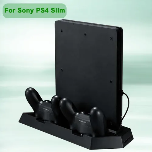 Vista 8 de OSTENT Dual Motors Cooling Fan Radiator Charger Station USB Hub Vertical Stand for Sony PS4Slim Console
